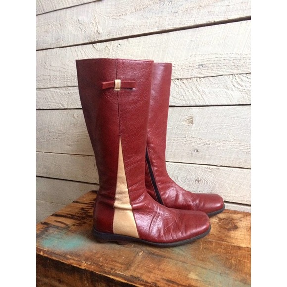 vintage high red leather moto boots - made in Italy - size 7 - Picture 2 of 10